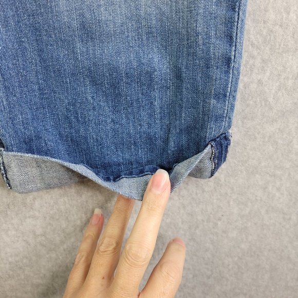 Womens Levis Capris Size 6 Blue Cuffed Stretch Cotton Straight Leg Mid Rise - Picture 5 of 15